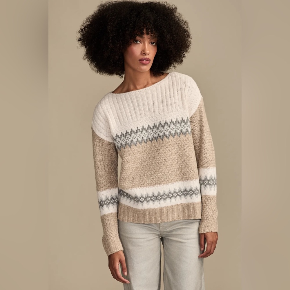 Lucky Brand Fair Isle Boatneck Sweater XXL NWT Cozy Chunky Knit Winter